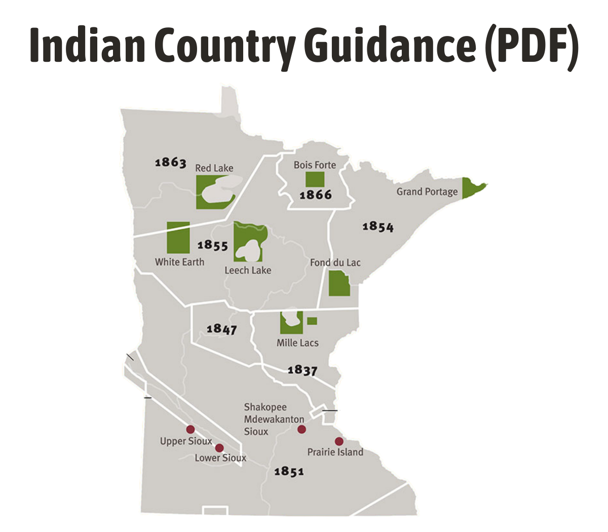 map of Minnesota that shows the locations of the eleven tribal nations